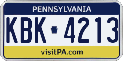PA license plate KBK4213