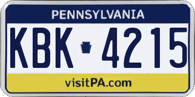 PA license plate KBK4215