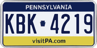 PA license plate KBK4219