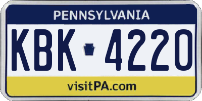 PA license plate KBK4220