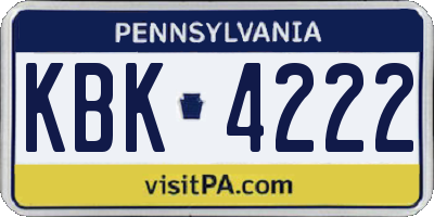 PA license plate KBK4222