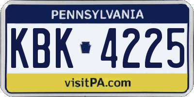 PA license plate KBK4225