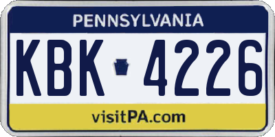 PA license plate KBK4226