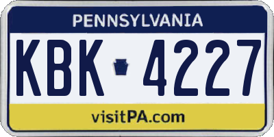 PA license plate KBK4227