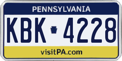 PA license plate KBK4228