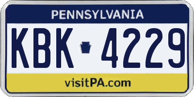 PA license plate KBK4229