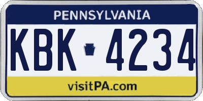 PA license plate KBK4234