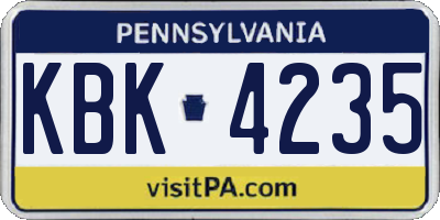 PA license plate KBK4235