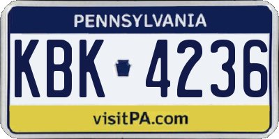 PA license plate KBK4236