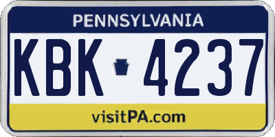 PA license plate KBK4237