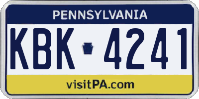 PA license plate KBK4241