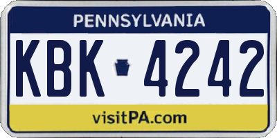 PA license plate KBK4242