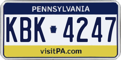 PA license plate KBK4247