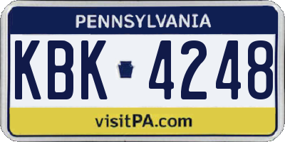 PA license plate KBK4248