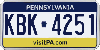 PA license plate KBK4251