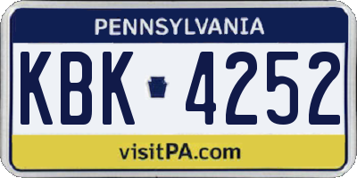 PA license plate KBK4252