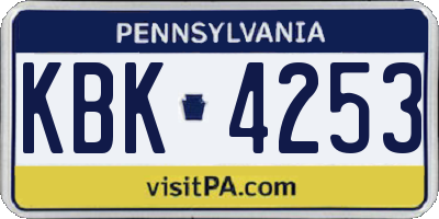 PA license plate KBK4253