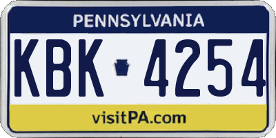 PA license plate KBK4254