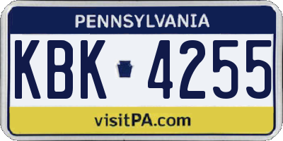 PA license plate KBK4255