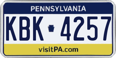 PA license plate KBK4257