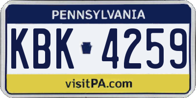 PA license plate KBK4259