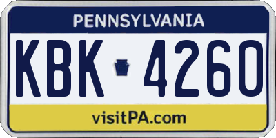 PA license plate KBK4260
