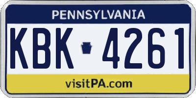 PA license plate KBK4261