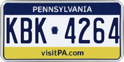 PA license plate KBK4264