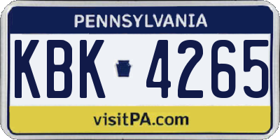 PA license plate KBK4265