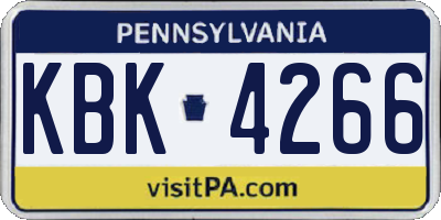 PA license plate KBK4266