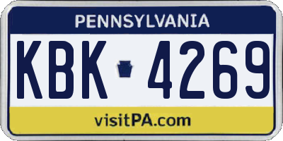 PA license plate KBK4269