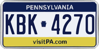 PA license plate KBK4270