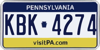 PA license plate KBK4274
