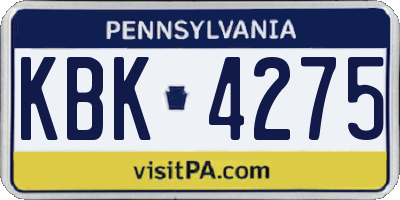 PA license plate KBK4275