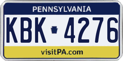 PA license plate KBK4276