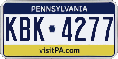 PA license plate KBK4277