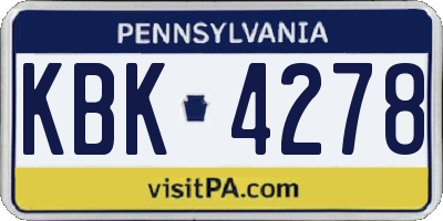 PA license plate KBK4278