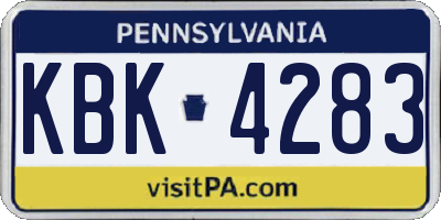 PA license plate KBK4283