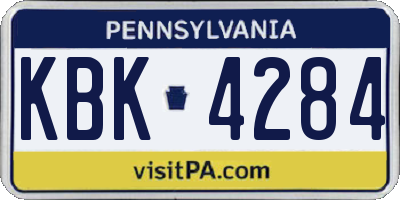 PA license plate KBK4284