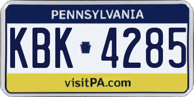 PA license plate KBK4285