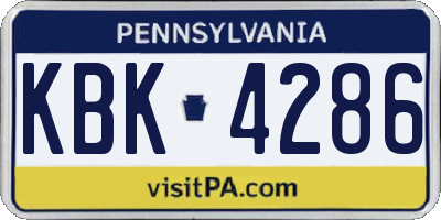 PA license plate KBK4286
