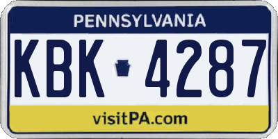 PA license plate KBK4287