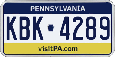 PA license plate KBK4289