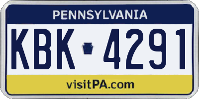 PA license plate KBK4291