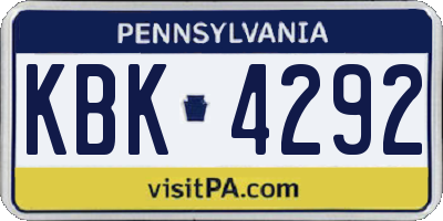 PA license plate KBK4292