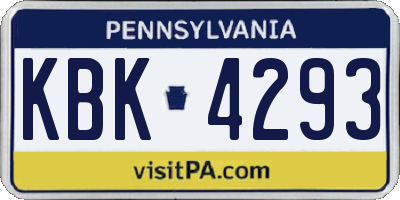 PA license plate KBK4293