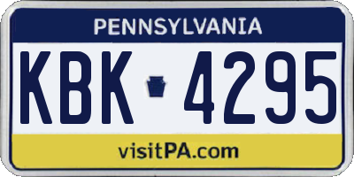 PA license plate KBK4295