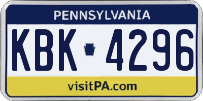 PA license plate KBK4296