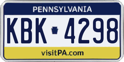 PA license plate KBK4298