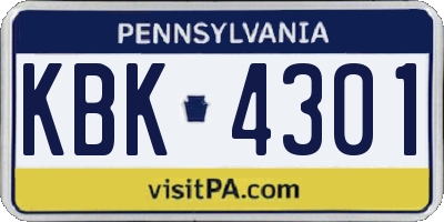 PA license plate KBK4301